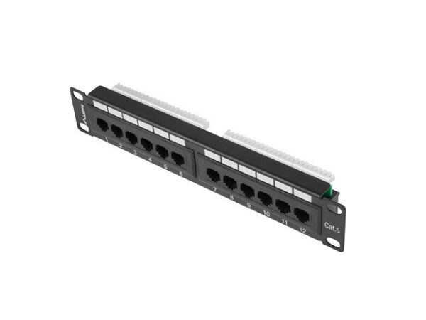 Patch panel lanberg 12 puertos 1u 10 pulgadas cat.6 negro