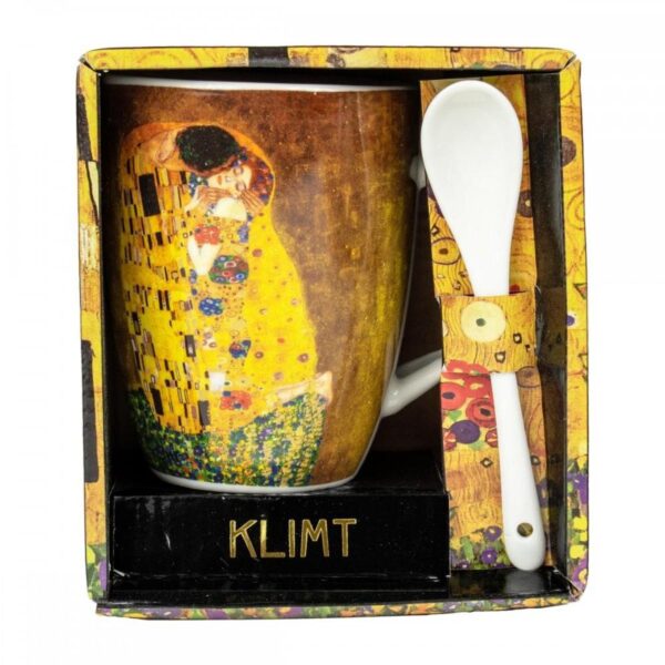 Taza con cuchara enesco el beso gustav klimt