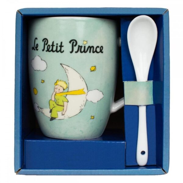 Taza con cuchara enesco el principito en la luna