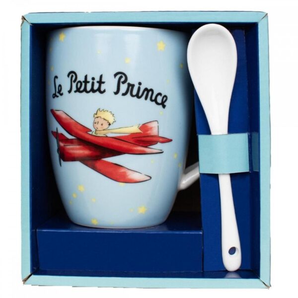 Taza con cuchara enesco el principito en su avión